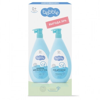 Промо-набор Bebble (шампунь для волос и тела 400 мл, гель для мытья 400 мл)